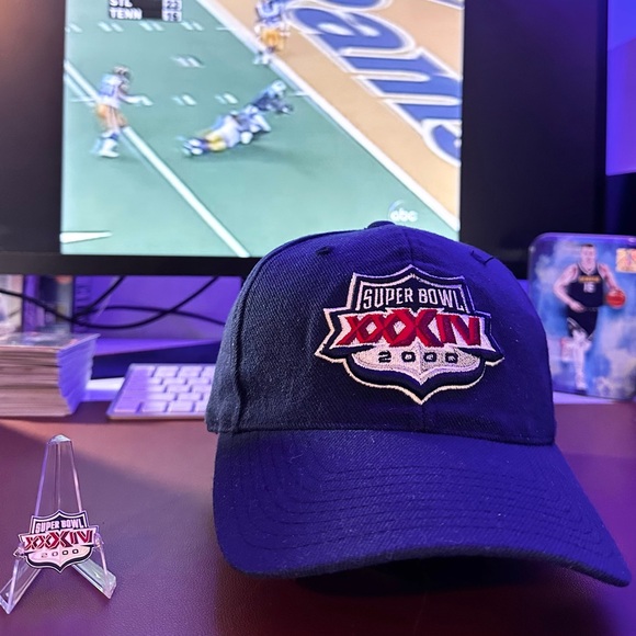 Vintage Super Bowl XXXIV 2000 Hat AND matching enamel pin - bought at the game! - Picture 3 of 5